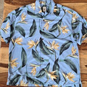 Jamaica Jaxx authentic Island Style,100%Silk, Birds of Paradise Button up Shirt